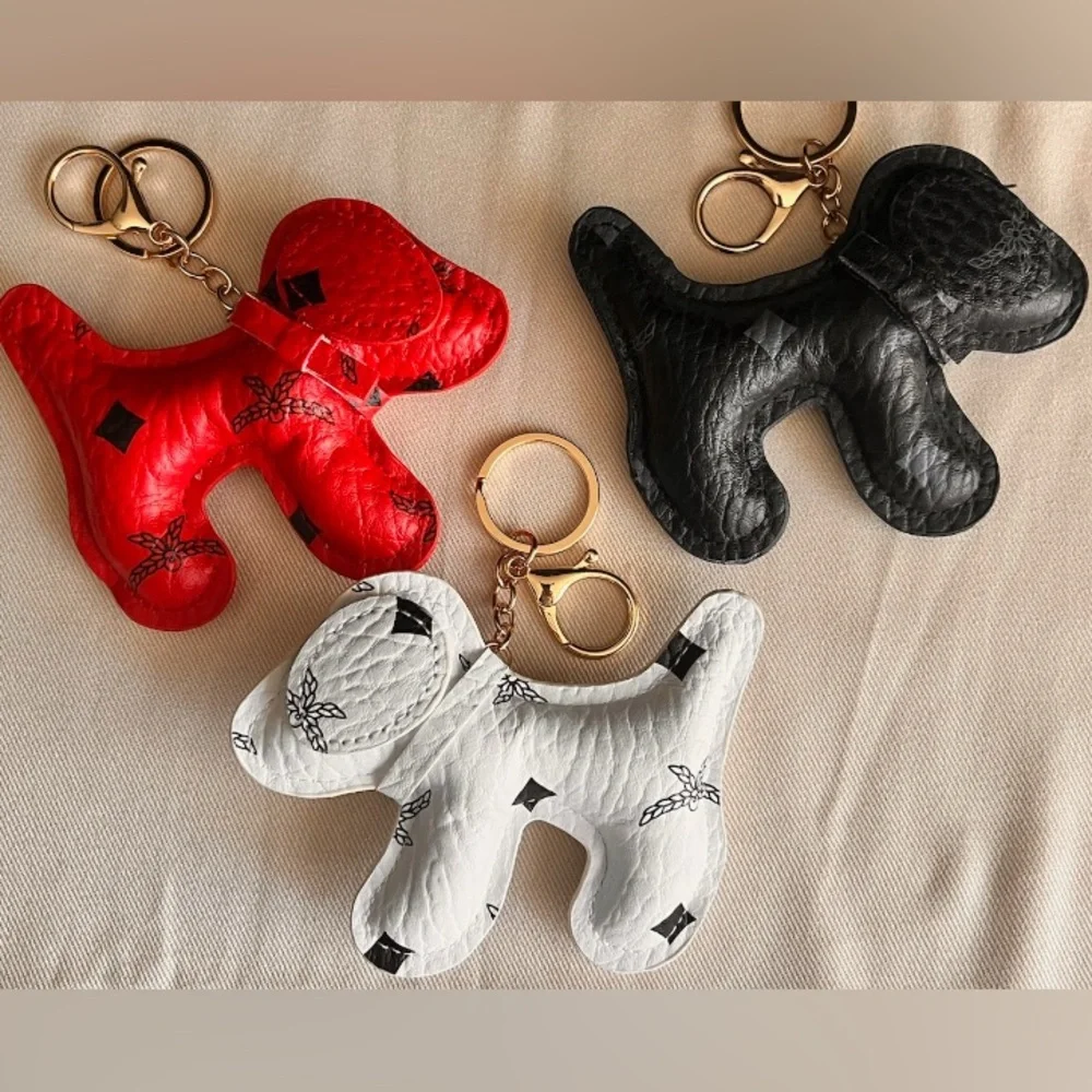 MCM Style Dog-Shaped Keychains in Red, Black, or White - ONLY BLACK is left - Picture 2 of 5